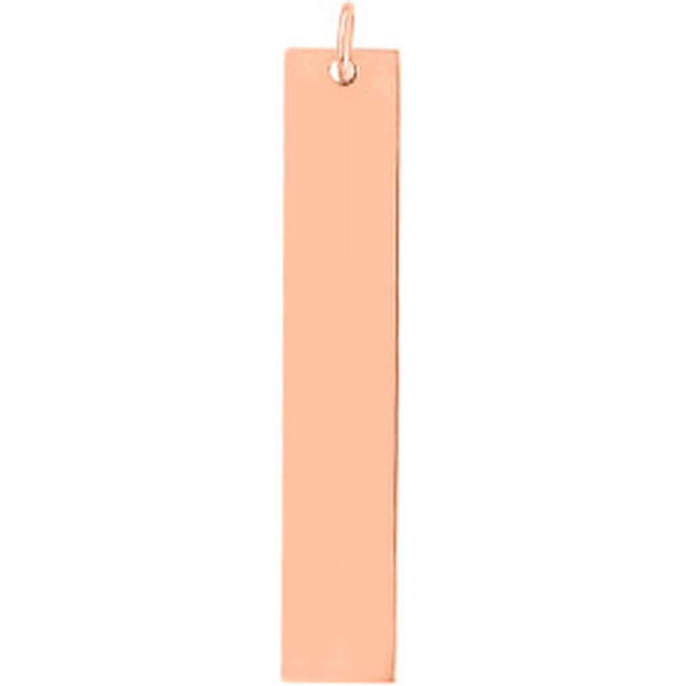Olas d'Oro - 14K Rose Gold X-Long Vertical Bar Engravable Charm - 2.31g Average Weight