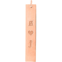 Olas d'Oro - 14K Rose Gold X-Long Vertical Bar Engravable Charm - 2.31g Average Weight