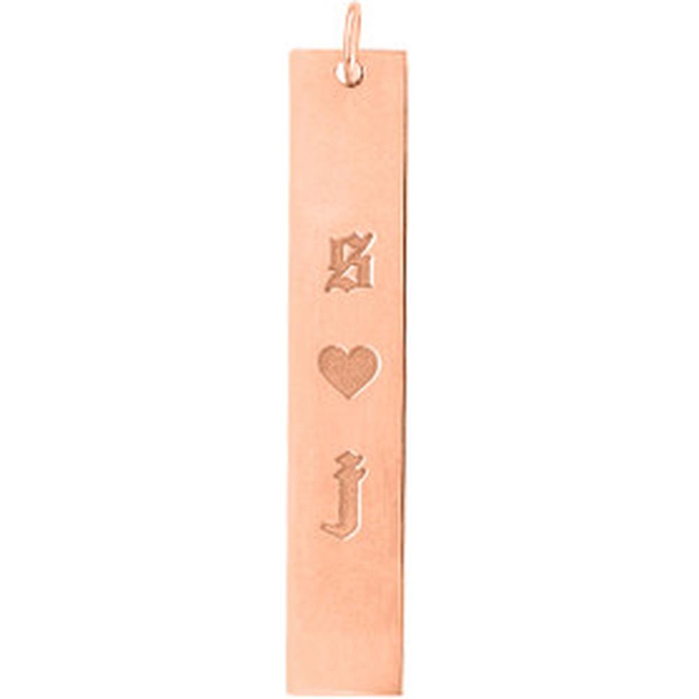 Olas d'Oro - 14K Rose Gold X-Long Vertical Bar Engravable Charm - 2.31g Average Weight