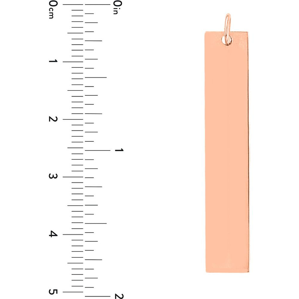 Olas d'Oro - 14K Rose Gold X-Long Vertical Bar Engravable Charm - 2.31g Average Weight