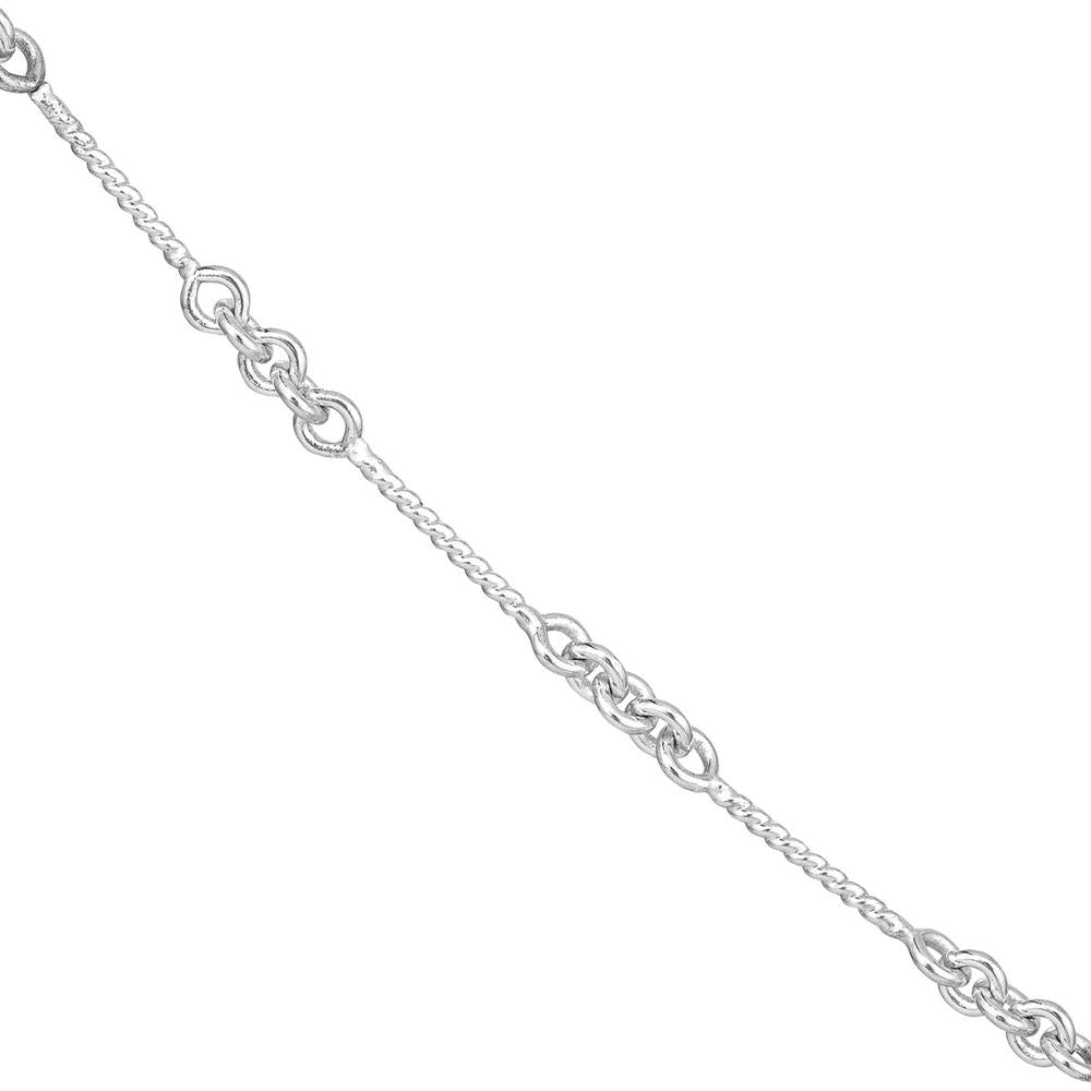 Olas d'Oro - 14K White Gold 0.8mm Designer Twist Chain Choker Necklace with Lobster Lock - 2.59 Grams