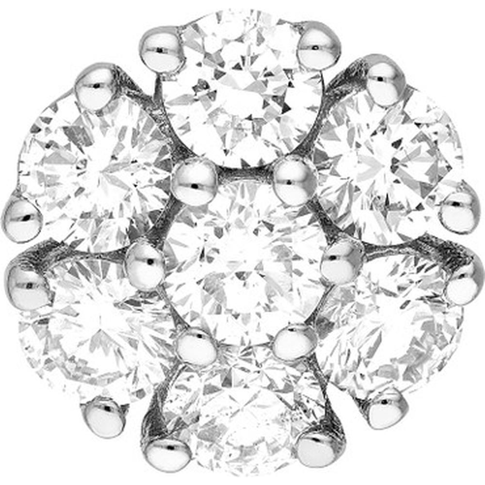 Olas d'Oro - 14K White Gold 1.03 Total Carat Weight Diamond Cluster Stud Earrings