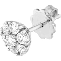 Olas d'Oro - 14K White Gold 1.03 Total Carat Weight Diamond Cluster Stud Earrings
