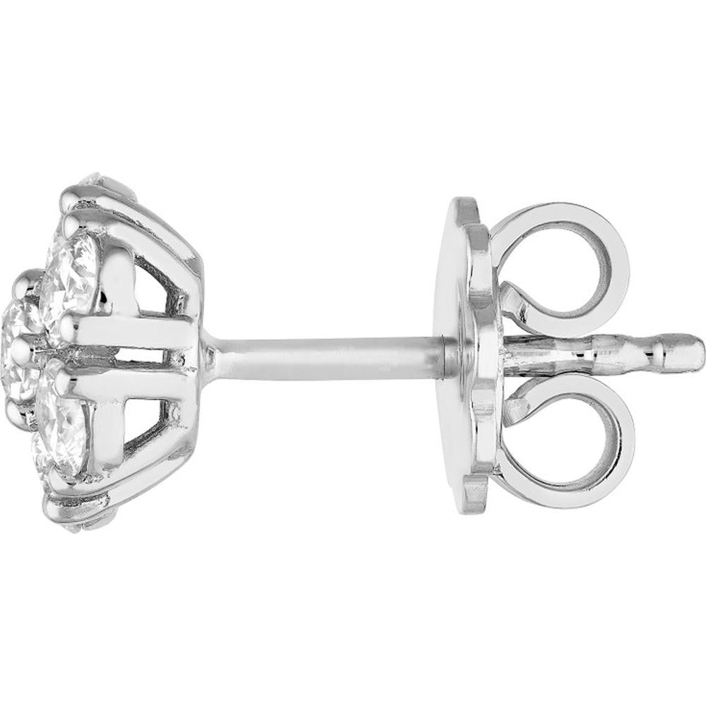 Olas d'Oro - 14K White Gold 1.03 Total Carat Weight Diamond Cluster Stud Earrings