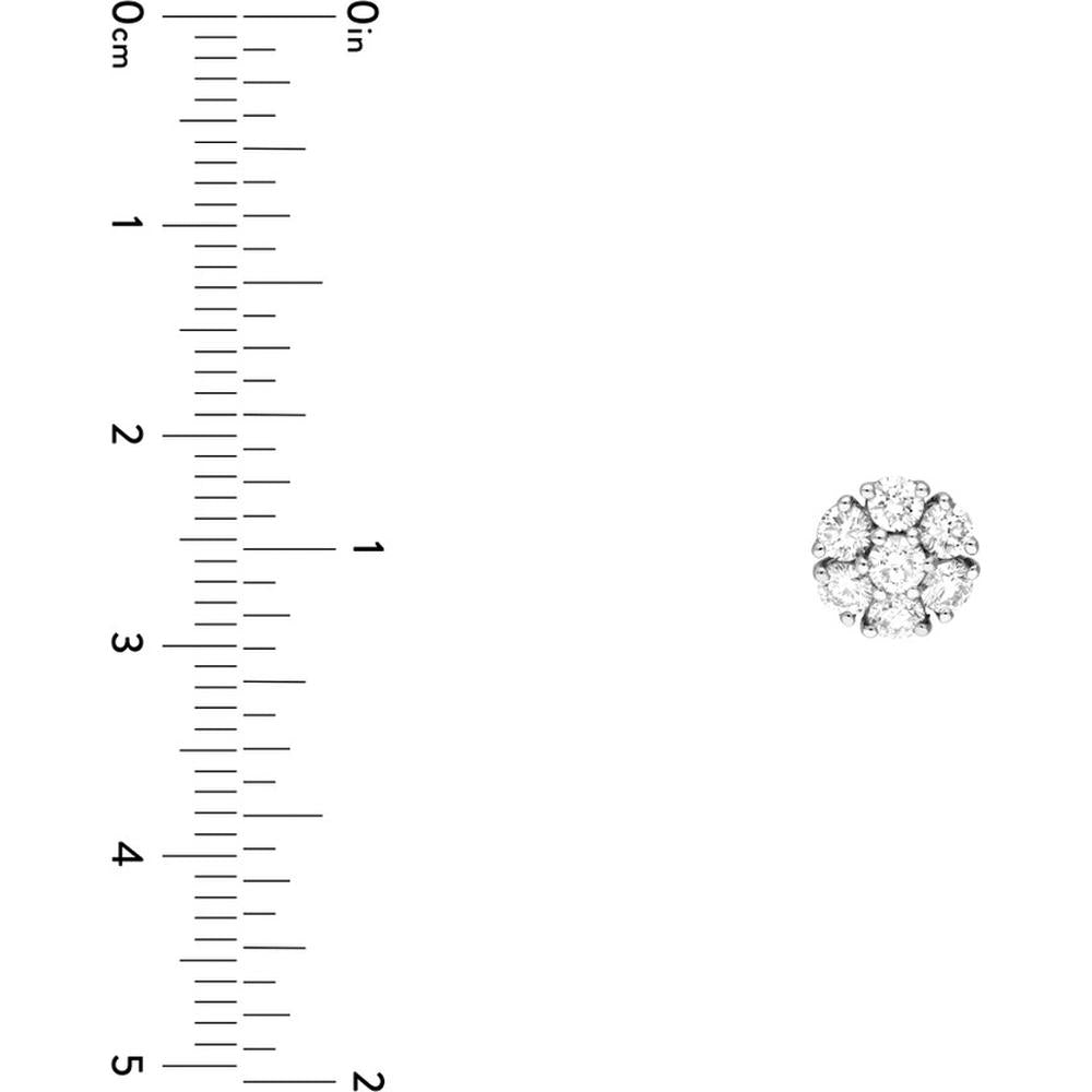 Olas d'Oro - 14K White Gold 1.03 Total Carat Weight Diamond Cluster Stud Earrings