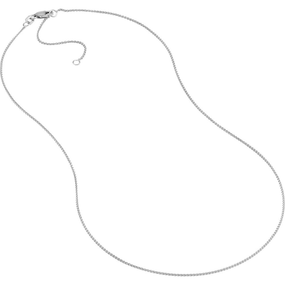 Olas d'Oro - 14K White Gold 1.05mm Adjustable Wheat Chain with Lobster Lock - 18" Necklace
