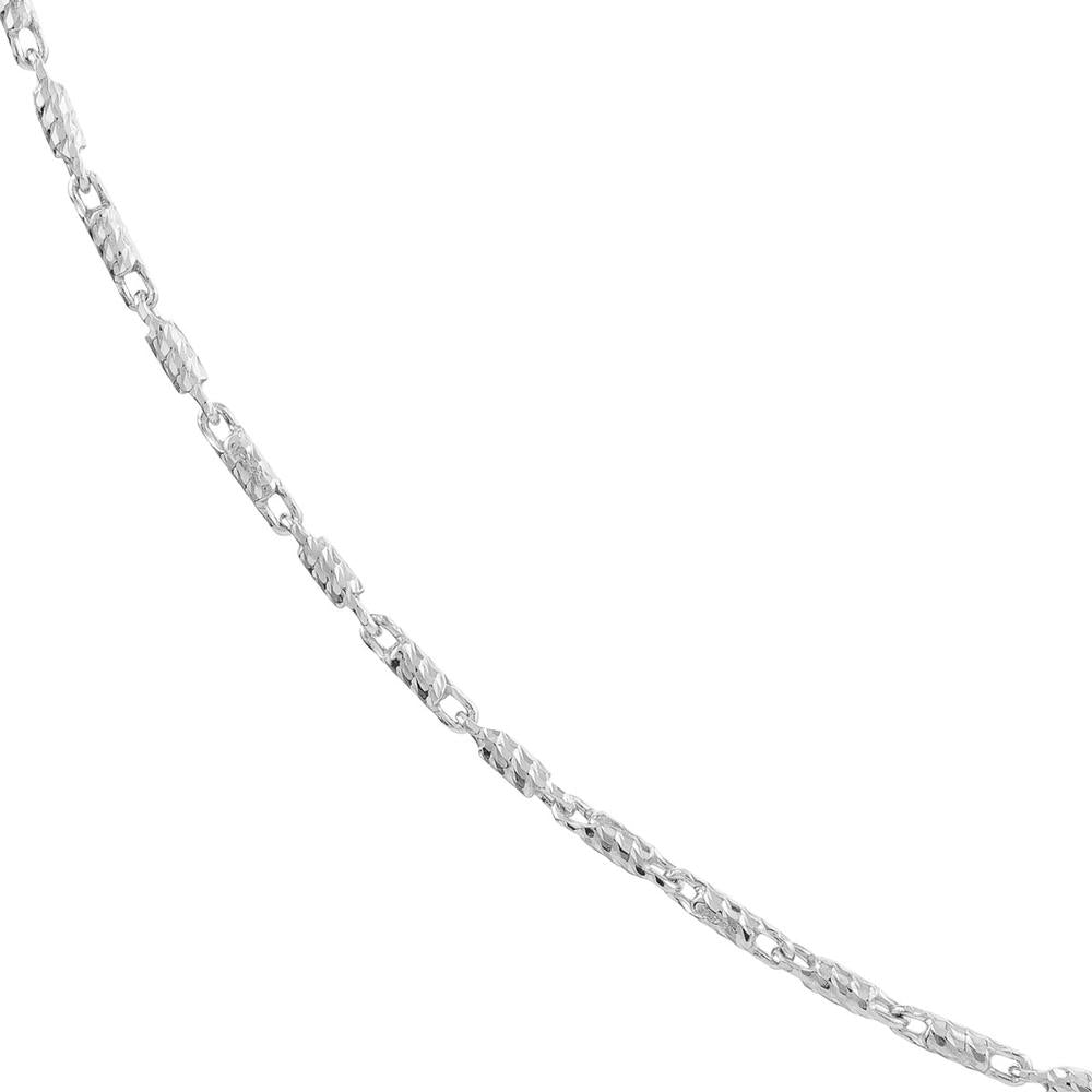 Olas d'Oro - 14K White Gold 1.05mm Diamond-Cut Tube Bead Chain Necklace with Lobster Lock - 18"