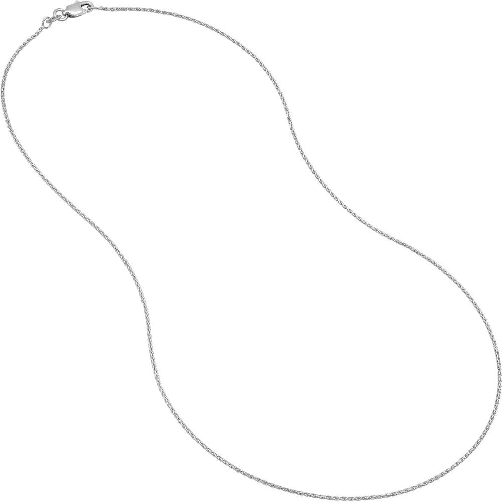 Olas d'Oro - 14K White Gold 1.05mm Diamond-Cut Wheat Chain Choker Necklace with Lobster Lock - 1.54 Grams Total Weight