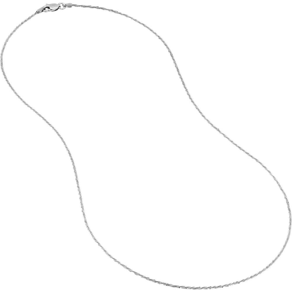 Olas d'Oro - 14K White Gold 1.12mm Sparkle Chain with Lobster Lock - 24" Necklace