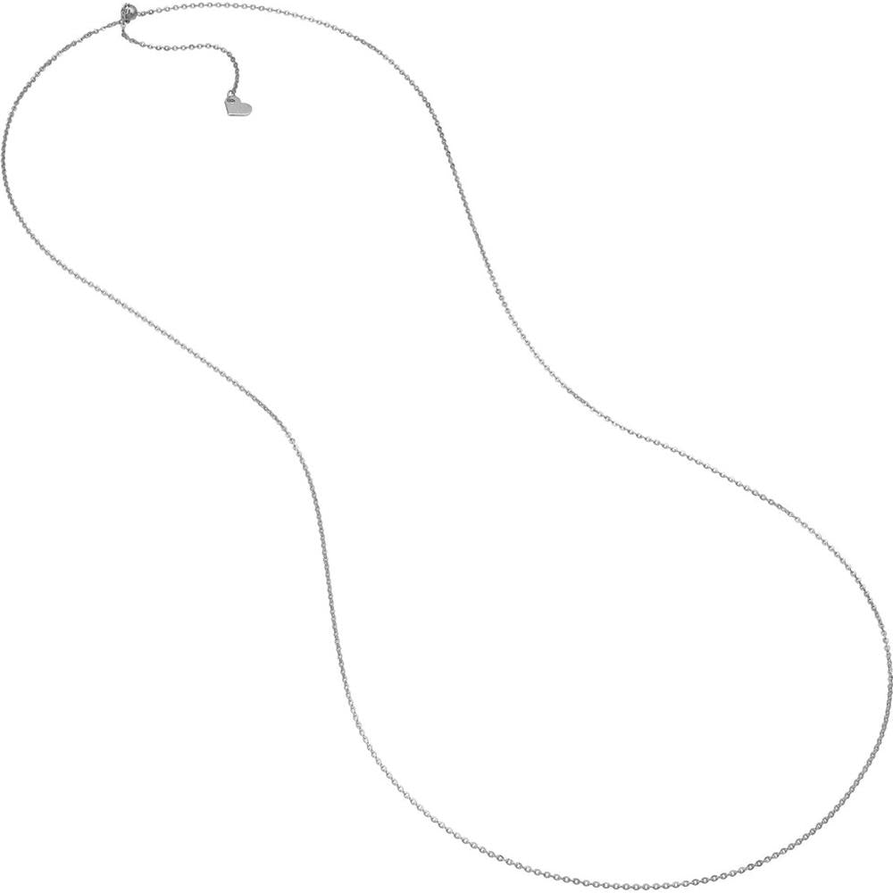 Olas d'Oro - 14K White Gold 1.1mm Diamond-Cut Brill Cable Chain Necklace with Adjustable Silicone Slider Bead - 26"