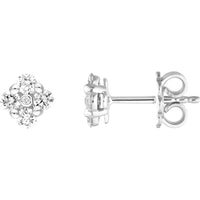 Olas d'Oro - 14K White Gold 1/2 Total Carat Weight Diamond Flower Stud Earrings
