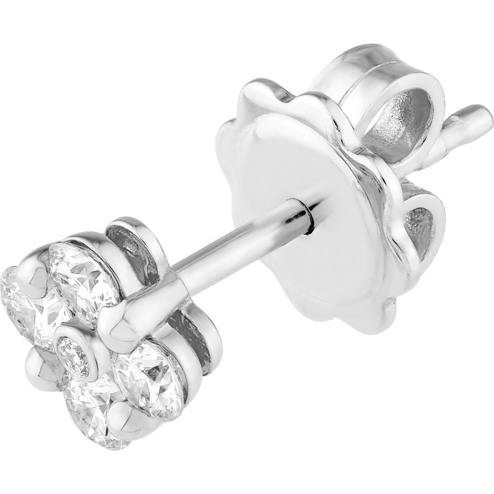 Olas d'Oro - 14K White Gold 1/2 Total Carat Weight Diamond Flower Stud Earrings