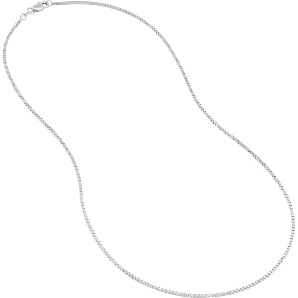 Olas d'Oro - 14K White Gold 1.2mm Box Chain Necklace with Lobster Clasp - 24 Inches
