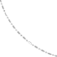 Olas d'Oro - 14K White Gold 1.2mm Diamond-Cut Bead and Barrel Chain with Lobster Lock - 16" Necklace