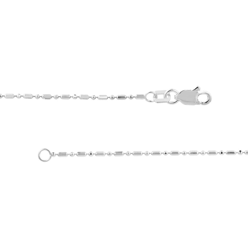 Olas d'Oro - 14K White Gold 1.2mm Diamond-Cut Bead and Barrel Chain with Lobster Lock - 16" Necklace