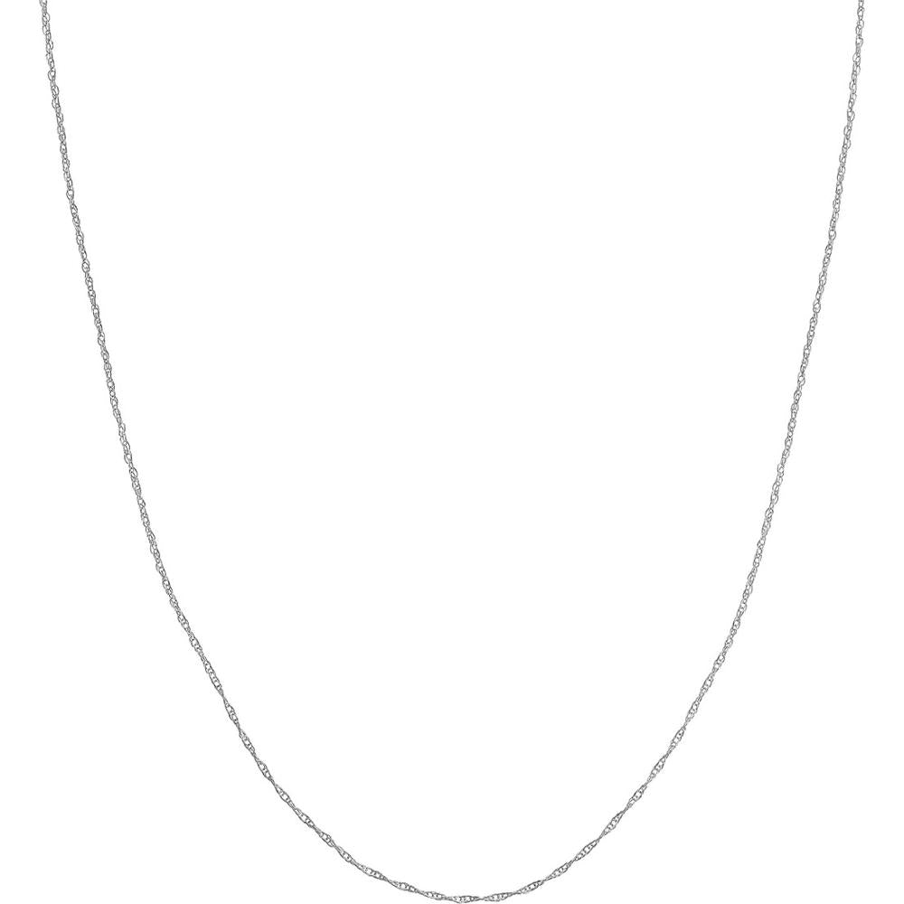 Olas d'Oro - 14K White Gold 1.2mm Pendant Rope Chain Necklace with Lobster Lock - 20 inches
