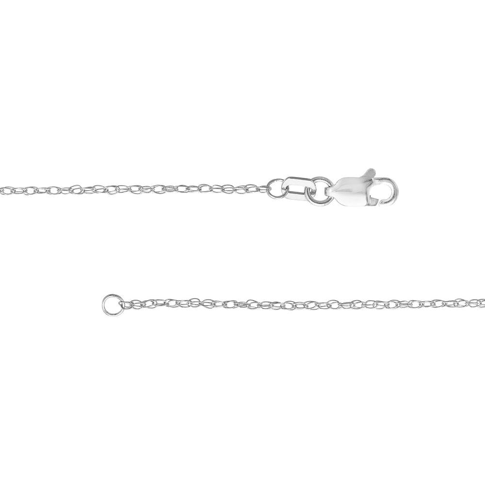 Olas d'Oro - 14K White Gold 1.2mm Pendant Rope Chain Necklace with Lobster Lock - 20 inches