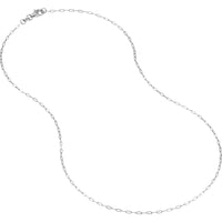 Olas d'Oro - 14K White Gold 1.30mm Paper Clip Chain Necklace with Pear Shape Lobster Lock - 1.65 Grams Total Weight