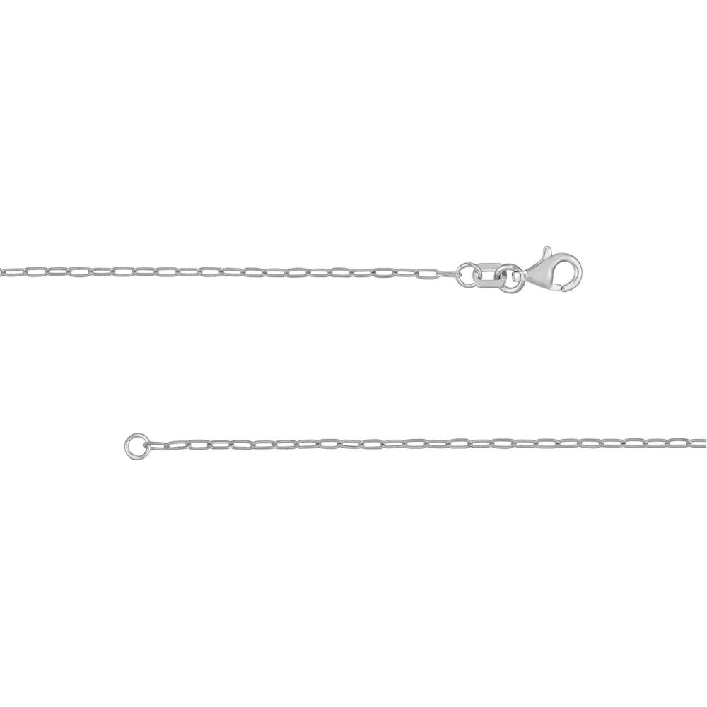 Olas d'Oro - 14K White Gold 1.30mm Paper Clip Chain Necklace with Pear Shape Lobster Lock - 1.65 Grams Total Weight