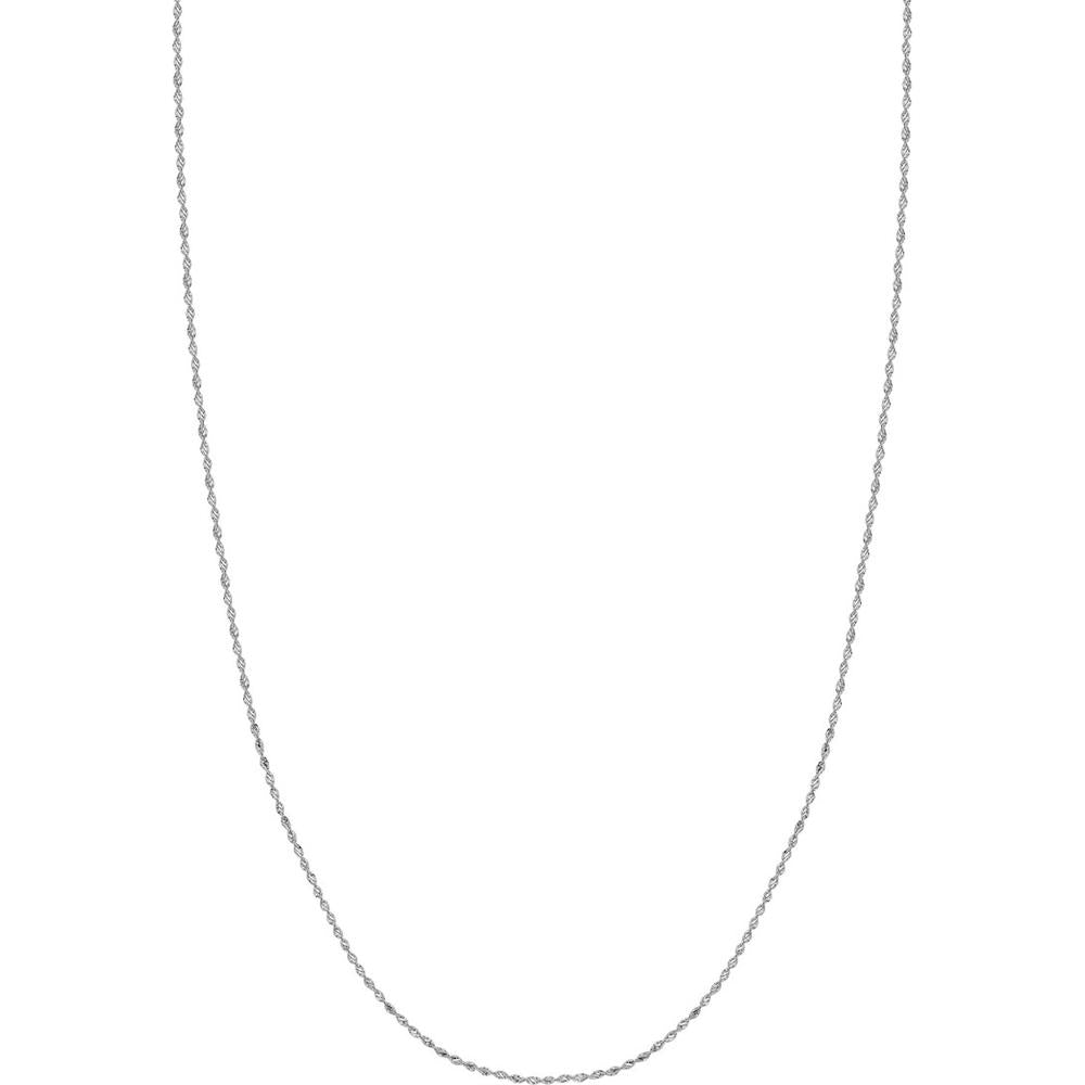 Olas d'Oro - 14K White Gold 1.35mm Dorica Chain Necklace with Lobster Lock - 24 Inch Length