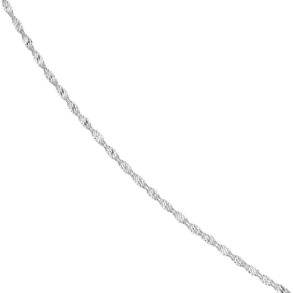 Olas d'Oro - 14K White Gold 1.35mm Dorica Chain Necklace with Lobster Lock - 24 Inch Length