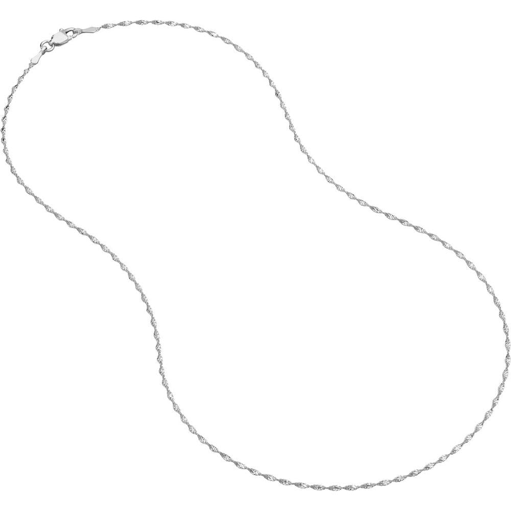 Olas d'Oro - 14K White Gold 1.35mm Dorica Chain Necklace with Lobster Lock - 24 Inch Length