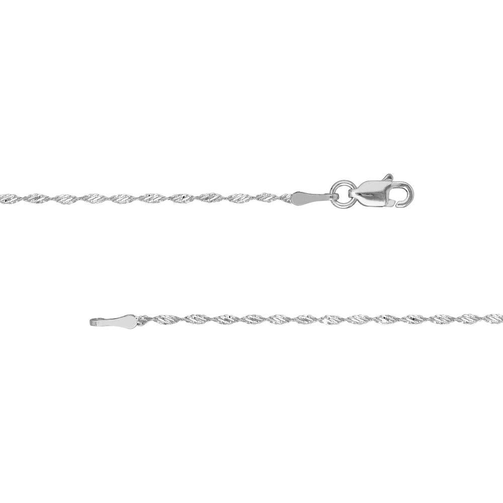 Olas d'Oro - 14K White Gold 1.35mm Dorica Chain Necklace with Lobster Lock - 24 Inch Length