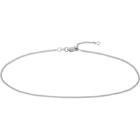 Olas d'Oro - 14K White Gold 1.40mm Curb Chain Adjustable Anklet - 1.97 Grams