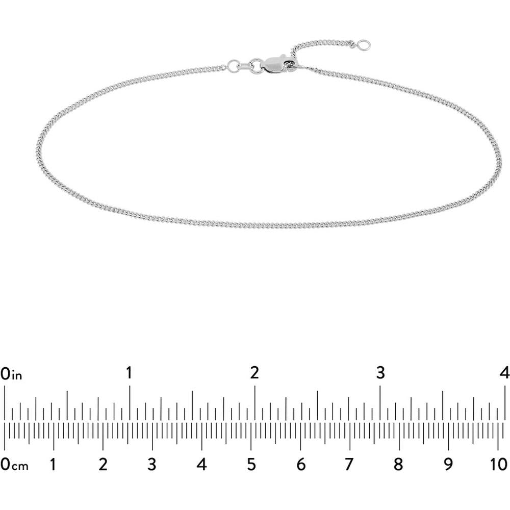 Olas d'Oro - 14K White Gold 1.40mm Curb Chain Adjustable Anklet - 1.97 Grams