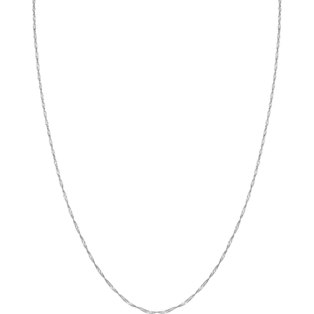 Olas d'Oro - 14K White Gold 1.4mm Singapore Chain with Lobster Lock - 18" Necklace