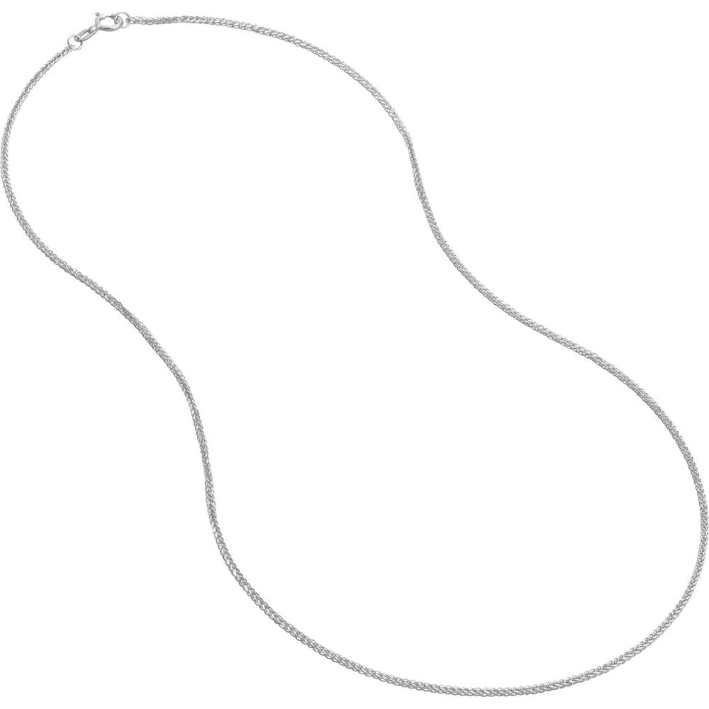 Olas d'Oro - 14K White Gold 1.50mm Square Wheat Chain Necklace - 20" with Spring Ring Clasp
