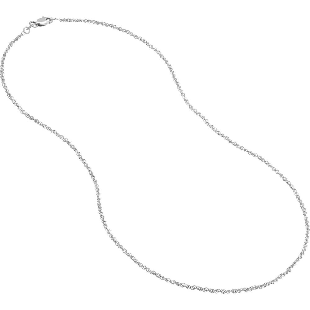 Olas d'Oro - 14K White Gold 1.5mm Sparkle Singapore Chain Necklace - 18"