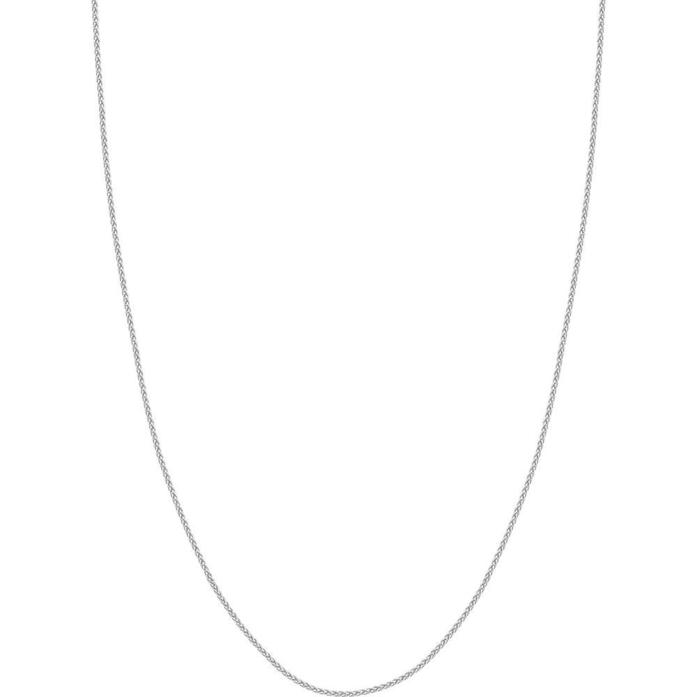 Olas d'Oro - 14K White Gold 1.5mm Wheat Chain Necklace with Lobster Lock - 16" Length