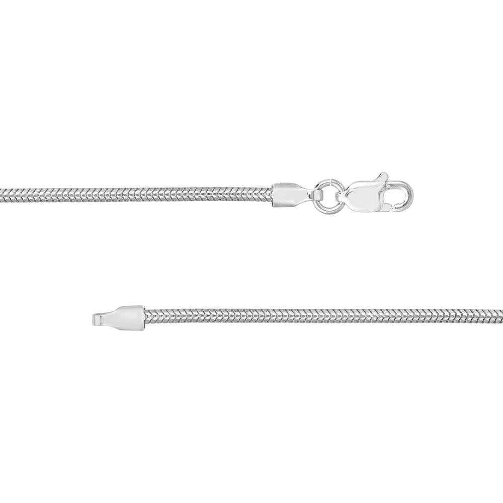 Olas d'Oro - 14K White Gold 1.6mm Snake Chain Necklace with Lobster Lock - 20" Length