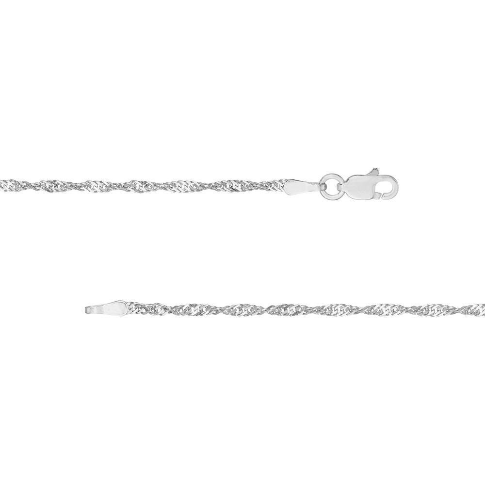 Olas d'Oro - 14K White Gold 1.7mm Singapore Chain Necklace with Lobster Lock 20 Inches