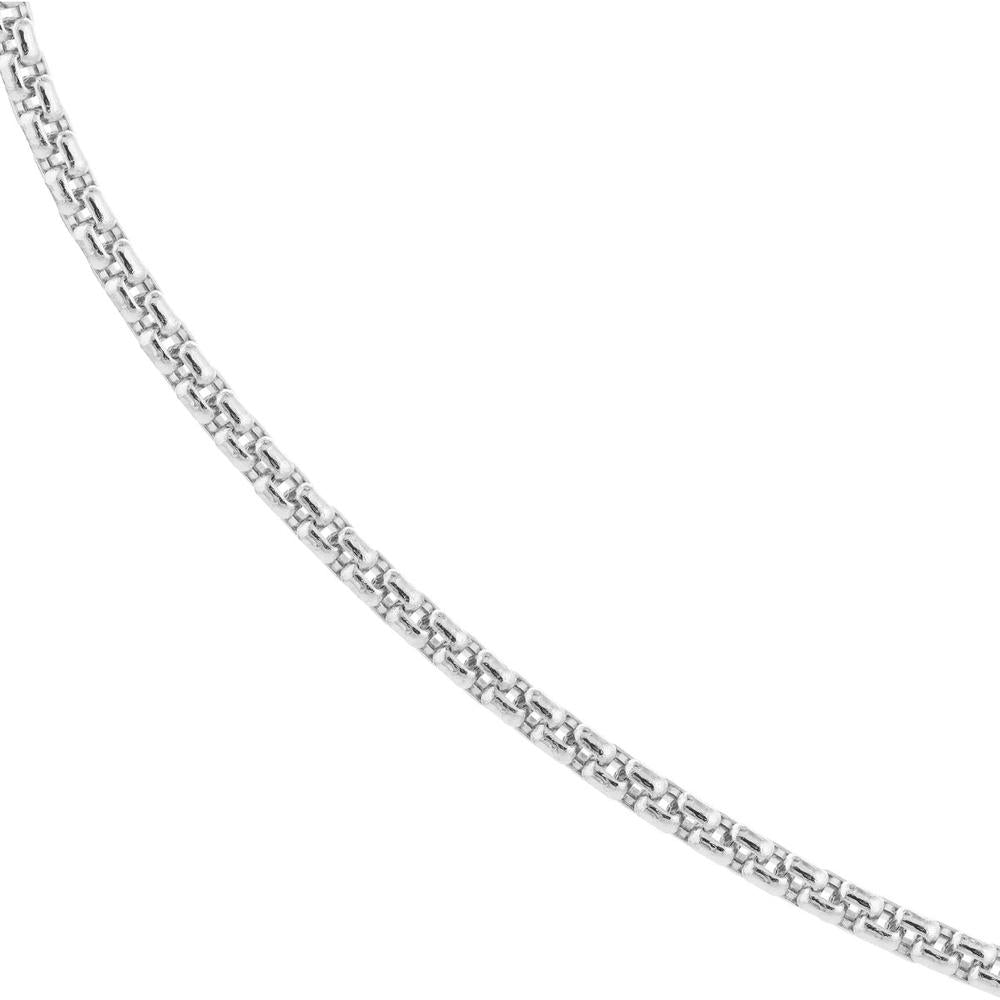 Olas d'Oro - 14K White Gold 1.8mm Hollow Round Box Chain Necklace with Lobster Lock - 18" Length
