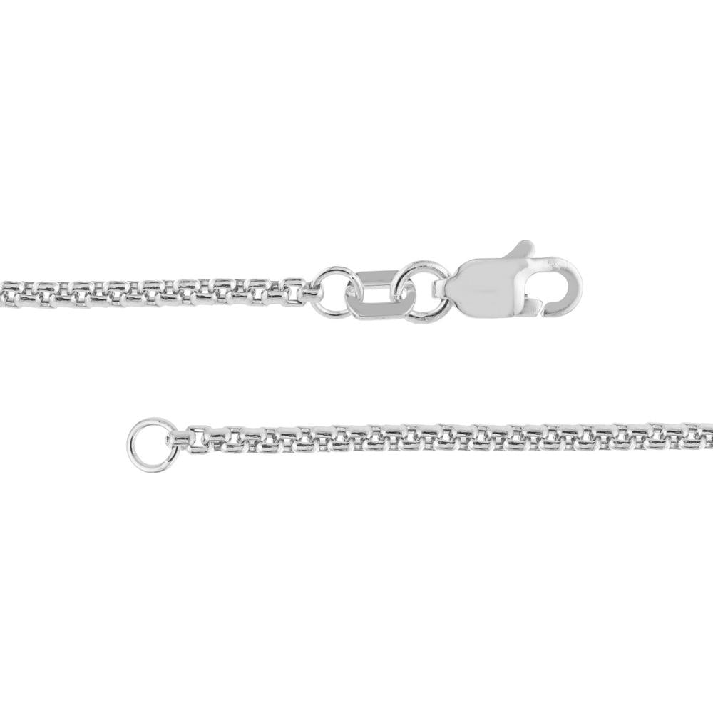 Olas d'Oro - 14K White Gold 1.8mm Hollow Round Box Chain Necklace with Lobster Lock - 18" Length