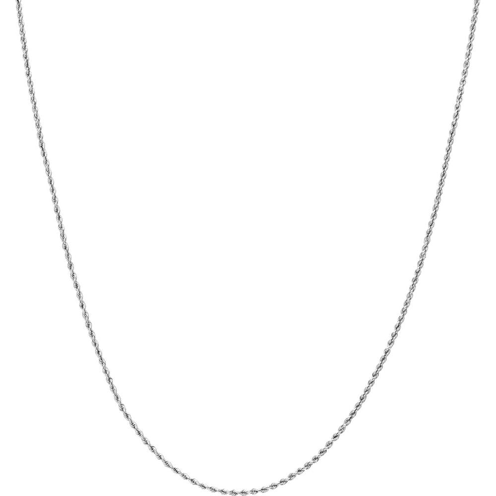 Olas d'Oro - 14K White Gold 1.8mm Light Rope Chain Necklace - 18" with Lobster Lock