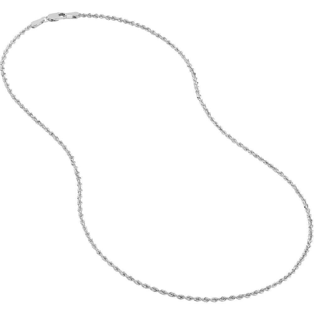 Olas d'Oro - 14K White Gold 1.8mm Light Rope Chain Necklace - 18" with Lobster Lock