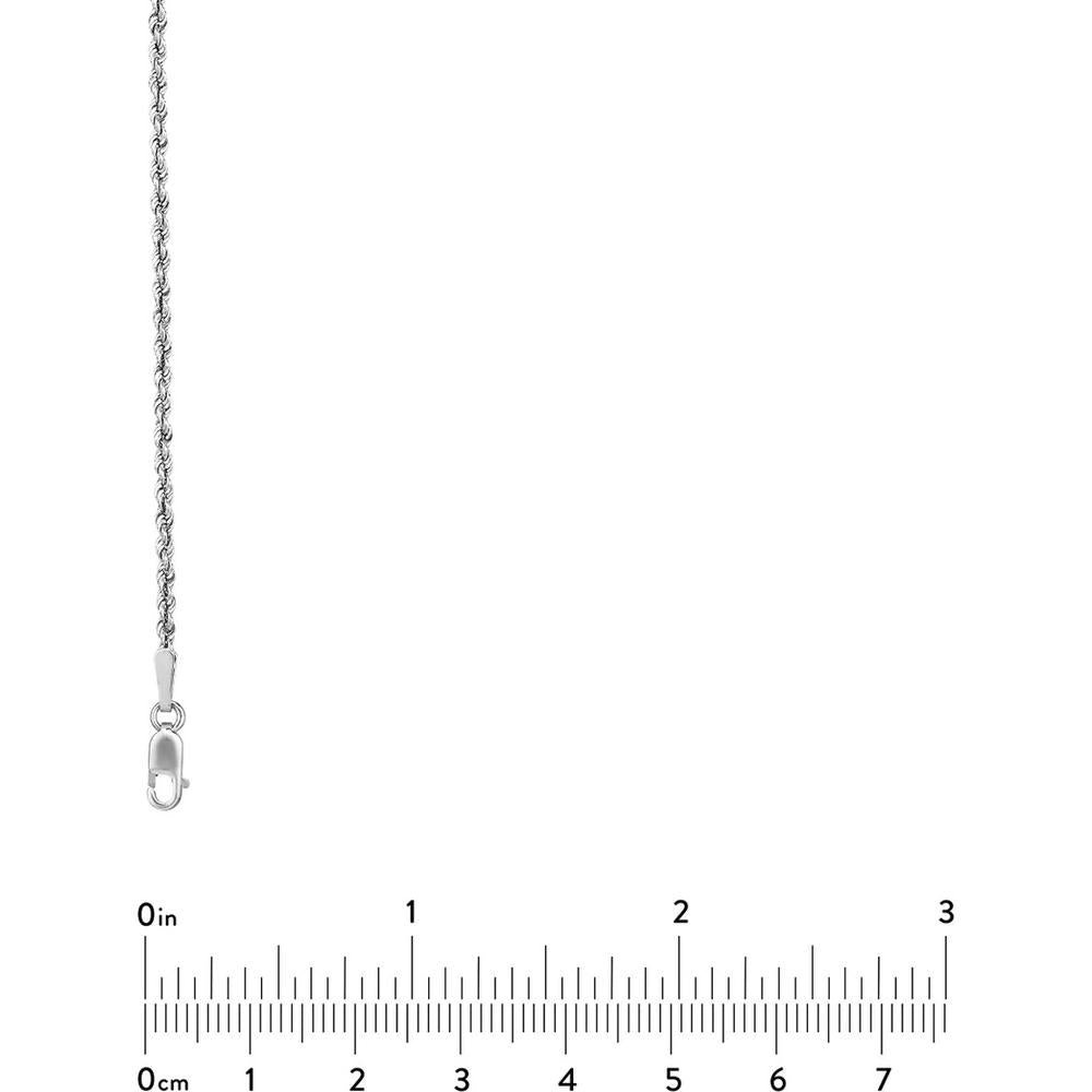 Olas d'Oro - 14K White Gold 1.8mm Light Rope Chain Necklace - 18" with Lobster Lock