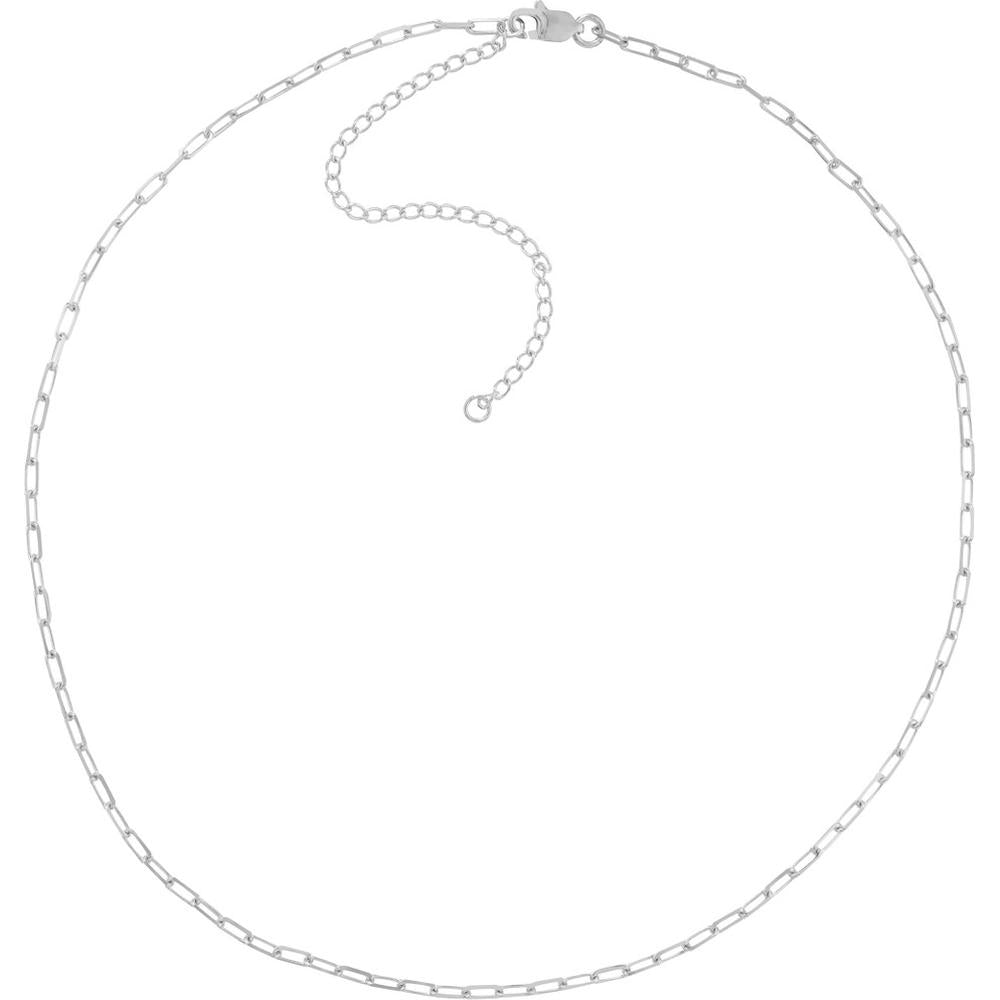 Olas d'Oro - 14K White Gold 1.95mm Paper Clip Choker Chain - Adjustable 13-16 Inches
