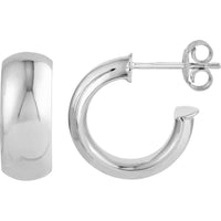Olas d'Oro - 14K White Gold 10mm D-Tube Round Hoop Earrings Lightweight and Elegant Design