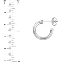 Olas d'Oro - 14K White Gold 10mm D-Tube Round Hoop Earrings Lightweight and Elegant Design