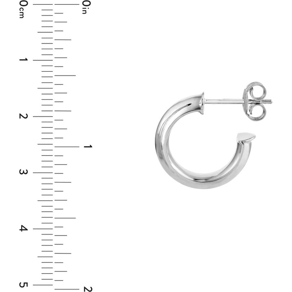 Olas d'Oro - 14K White Gold 10mm D-Tube Round Hoop Earrings Lightweight and Elegant Design