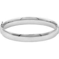 Olas d'Oro - 14K White Gold 10mm Flat Oval Tube Bangle