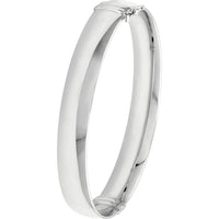 Olas d'Oro - 14K White Gold 10mm Flat Oval Tube Bangle
