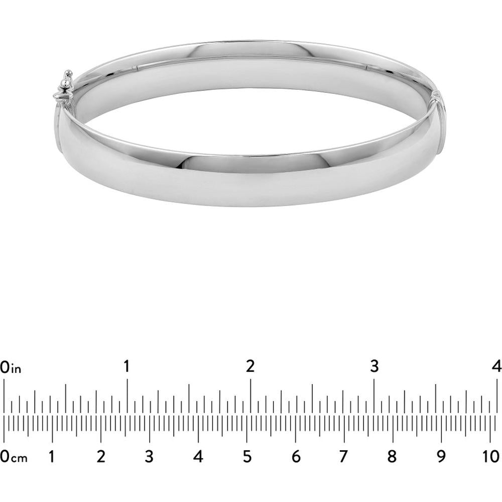 Olas d'Oro - 14K White Gold 10mm Flat Oval Tube Bangle