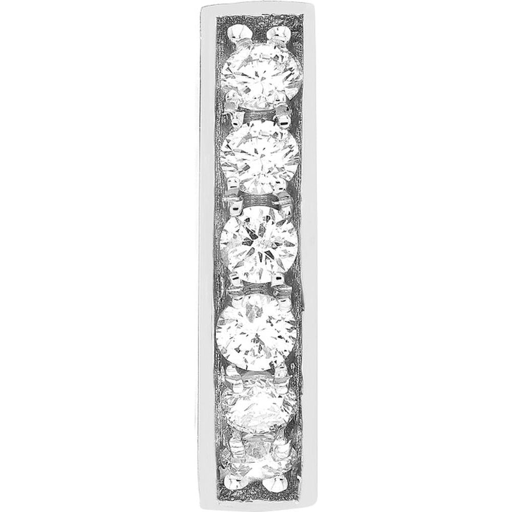 Olas d'Oro - 14K White Gold 10mm Hoop Earrings with Pave Set Diamonds - 0.15 Carat Total Diamond Weight