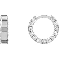 Olas d'Oro - 14K White Gold 10mm Hoop Earrings with Pave Set Diamonds - 0.60 Carat Total Diamond Weight
