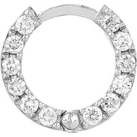 Olas d'Oro - 14K White Gold 10mm Hoop Earrings with Pave Set Diamonds - 0.60 Carat Total Diamond Weight